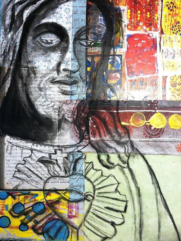 Jesus Art Print featuring the mixed media Patchwork Jesus by Carrie Todd