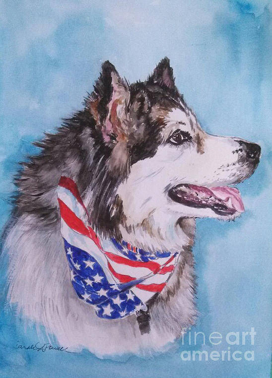 Pet Portraits Art Print featuring the painting Patriotic Joe by Carole Powell