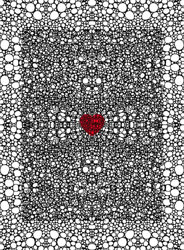 Heart Art Print featuring the painting Pattern 19 - Heart Art - Black And White Exquisite Pattern By Sharon Cummings by Sharon Cummings