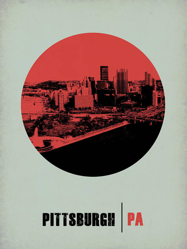 Pittsburgh Art Print featuring the digital art Pittsburgh Circle Poster 2 by Naxart Studio