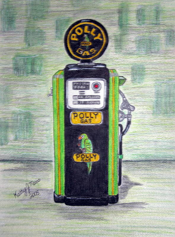 Parrot Art Print featuring the painting Polly Gas Pump by Kathy Marrs Chandler