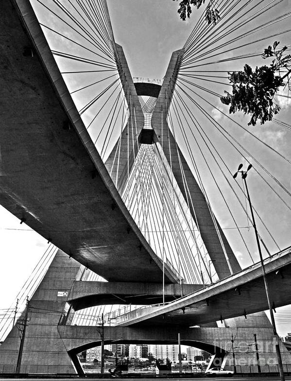 Ponte Estaiada Art Print featuring the photograph Ponte Estaiada Octavio Frias de Oliveira - Sao Paulo by Carlos Alkmin