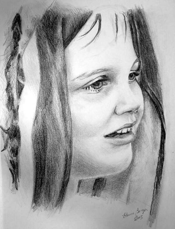 Charcoal Art Print featuring the drawing Portrait of Amy by Elaine Berger