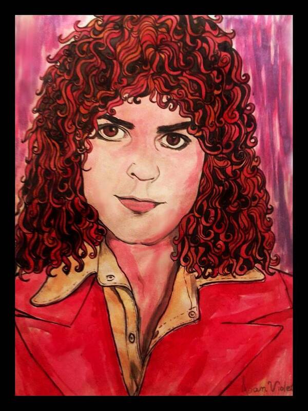 Glam Rock Art Print featuring the painting Portrait of Marc Bolan by Joan-Violet Stretch