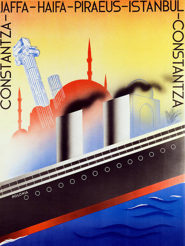Publicity Art Print featuring the painting Poster Advertising the Polish Palestine Line by Zygmunt Glinicki