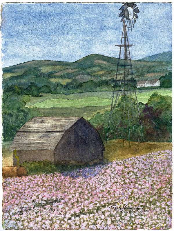 Aroostook County Art Print featuring the painting Potato Blossoms by Paula Robertson