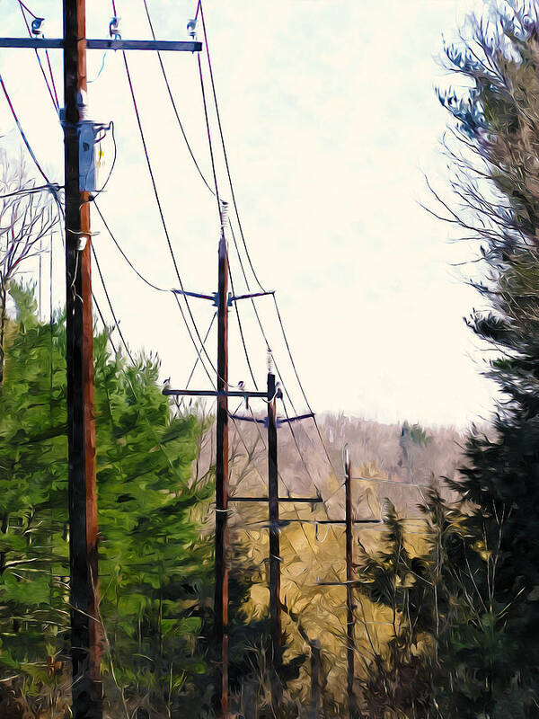 Electricity Art Print featuring the painting Power lines by Jeelan Clark