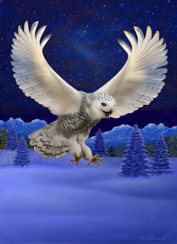 Snow White Owl Art Print featuring the digital art Predator by Glenn Holbrook