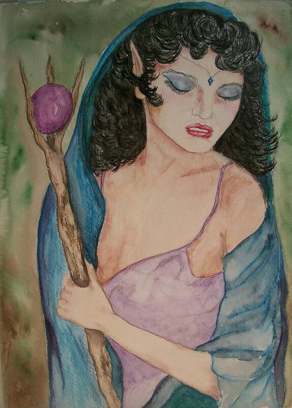 Pagan Art Print featuring the painting Priestess by Carrie Skinner