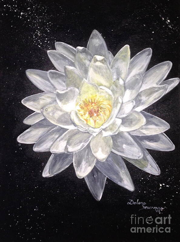 Water Lily Art Print featuring the painting Purity by Delona Seserman