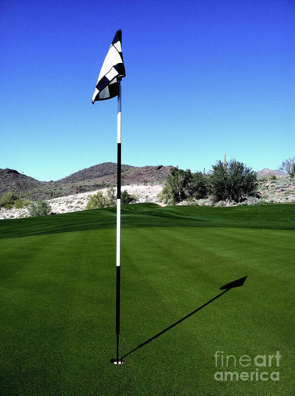 Activity Art Print featuring the photograph Putting Green and Flag on Golf Course by Bryan Mullennix