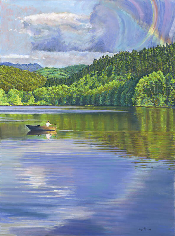 Birdseye Art Studio Art Print featuring the painting Lake Padden - View from the Alex Johnston Memorial Bench by Nick Payne