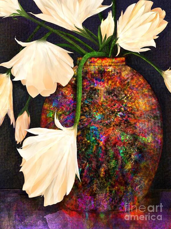 Floral Art Print featuring the digital art Raku by Mary Eichert