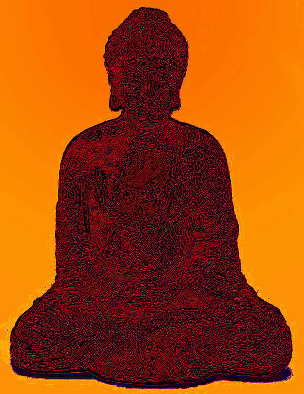  Art Print featuring the painting Red Buddha by Steve Fields