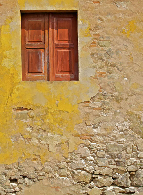 Beauty Art Print featuring the photograph Red Weathered Wood Window of the Medieval Village of Obidos by David Letts