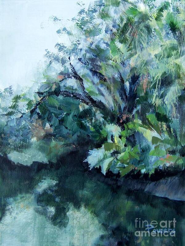 Landscape Of A River In Florida Art Print featuring the painting Reflection by Mary Lynne Powers