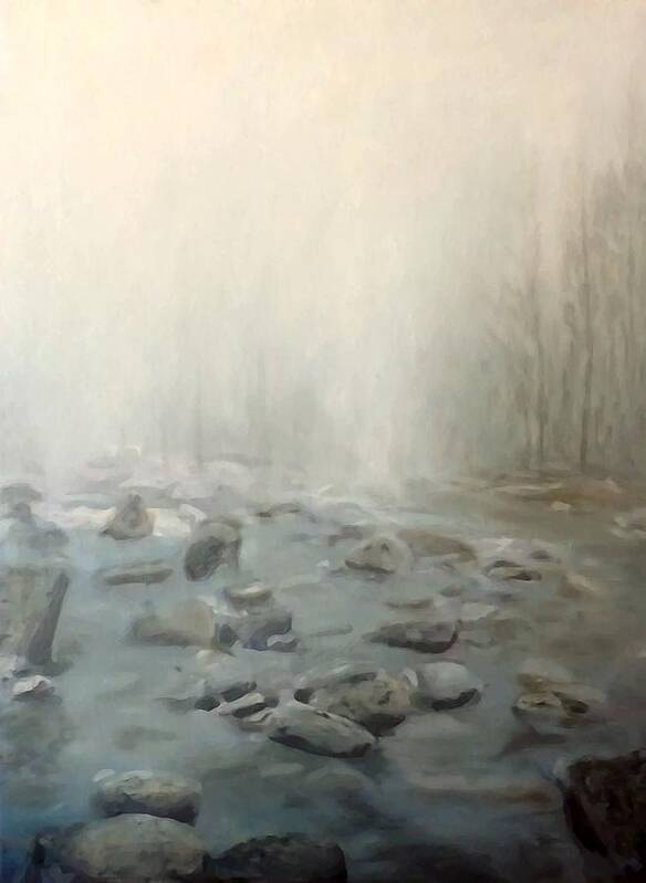 Landscape Art Print featuring the painting River Fog by Stanley Funk