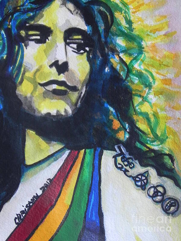 Watercolor Painting Art Print featuring the painting Robert Plant.. Led Zeppelin by Chrisann Ellis