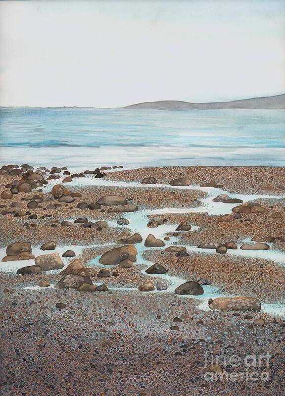 Tide Pools Art Print featuring the painting Rocky Beach by Hilda Wagner
