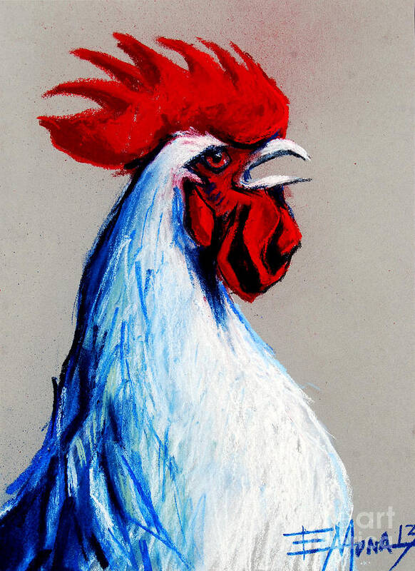 Rooster Head Art Print featuring the painting Rooster Head by Mona Edulesco