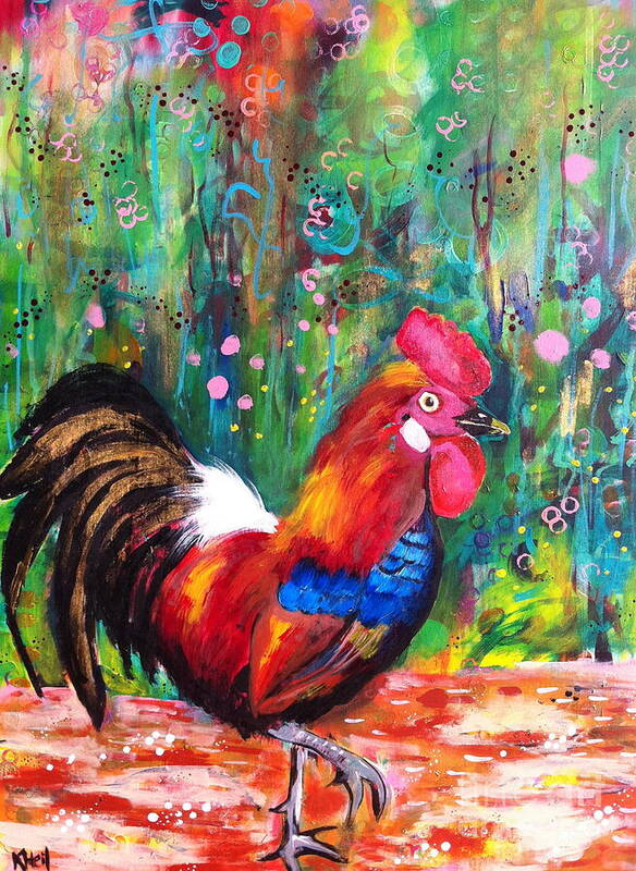 Rooster Art Print featuring the painting Rooster by Kim Heil