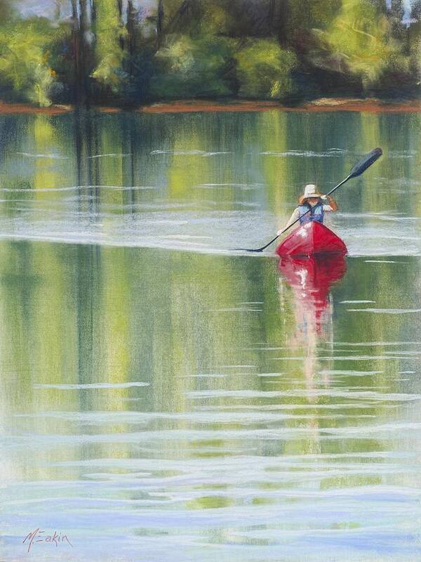 Water Scape Art Print featuring the painting Rows Her Own - Celebrating the Feminine Spirit by Marjie Eakin-Petty