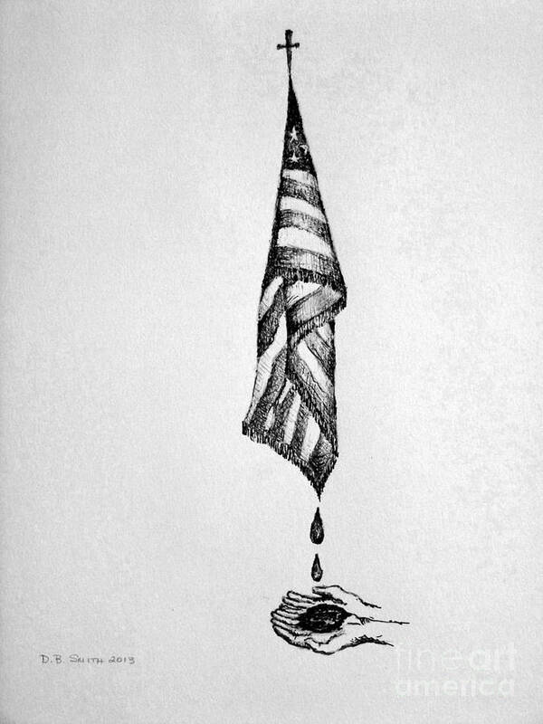 American Flag Art Print featuring the drawing Sacrifice by Deborah Smith