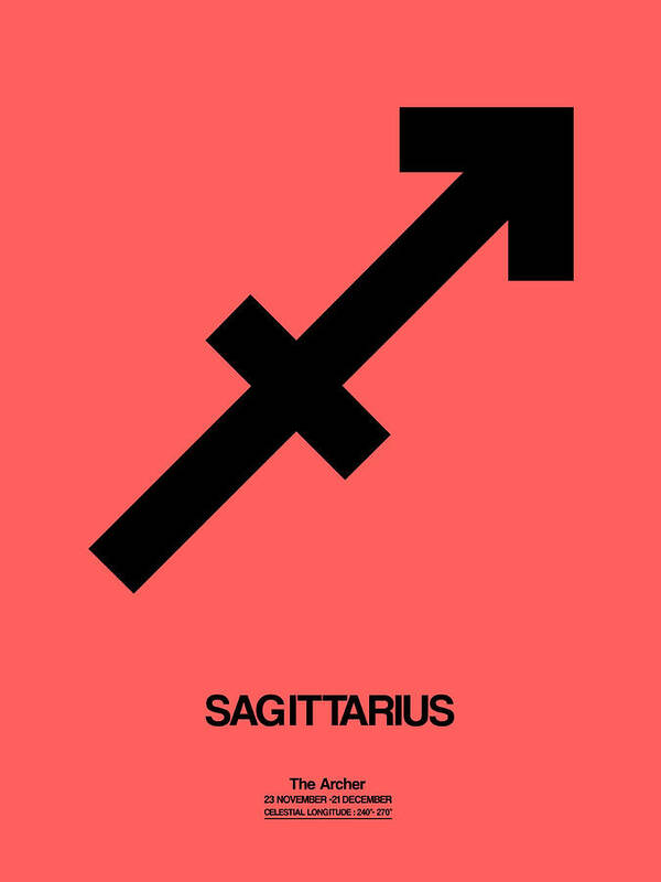 Sagittarius Art Print featuring the digital art Sagittarius Zodiac Sign Black by Naxart Studio