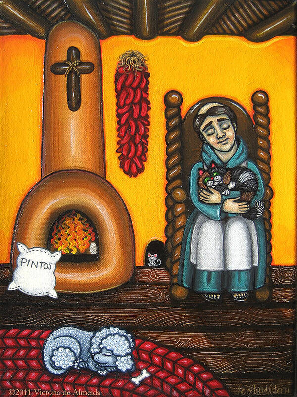 Folk Art Art Print featuring the painting San Pascuals Nap by Victoria De Almeida