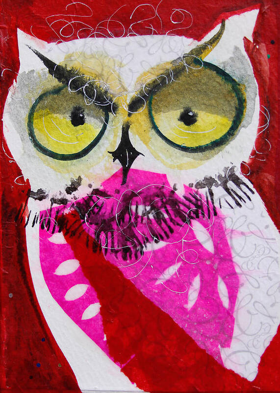  Owl Art Print featuring the painting Scarlett by Laurel Bahe
