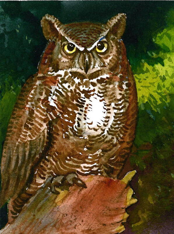 Owl Art Print featuring the painting Screech by Richard Hinger