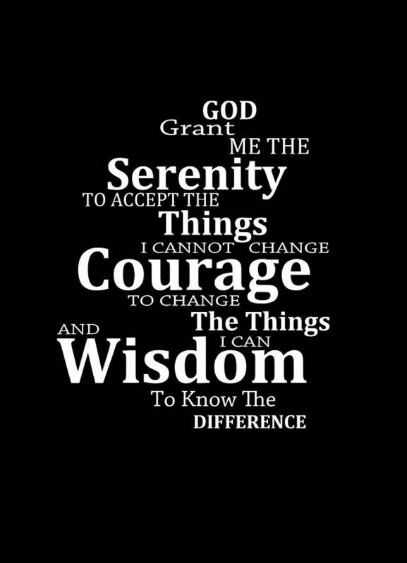 Serenity Prayer Art Print featuring the painting Serenity Prayer 5 - Simple Black And White by Sharon Cummings