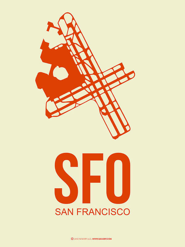 San Francisco Art Print featuring the digital art SFO San Francisco Airport Poster 1 by Naxart Studio