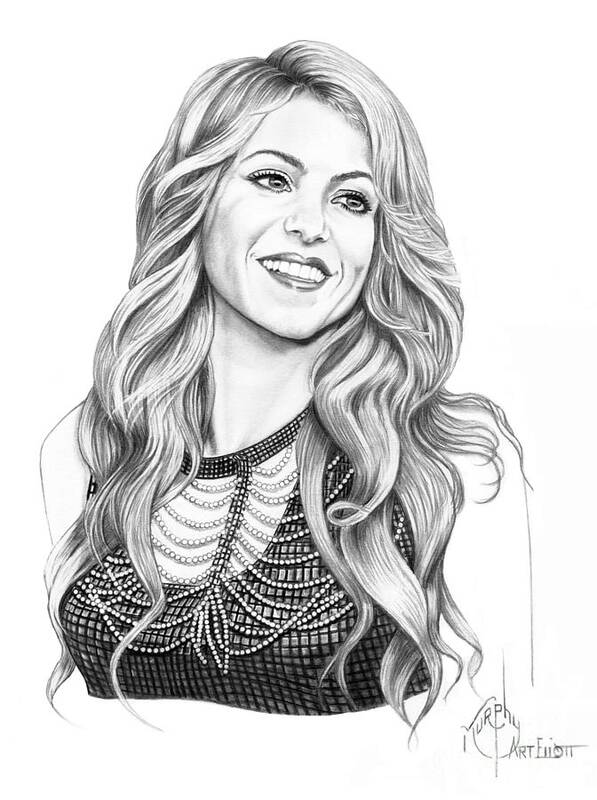 Pencil Art Print featuring the drawing Shakira by Murphy Elliott