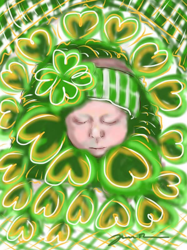 Shamrock Art Print featuring the painting Shamrock Baby by Jean Pacheco Ravinski