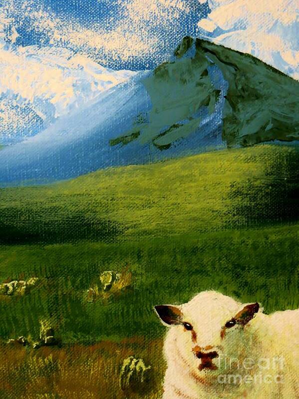 Sheep Art Print featuring the painting Sheep Looking In by Tim Townsend