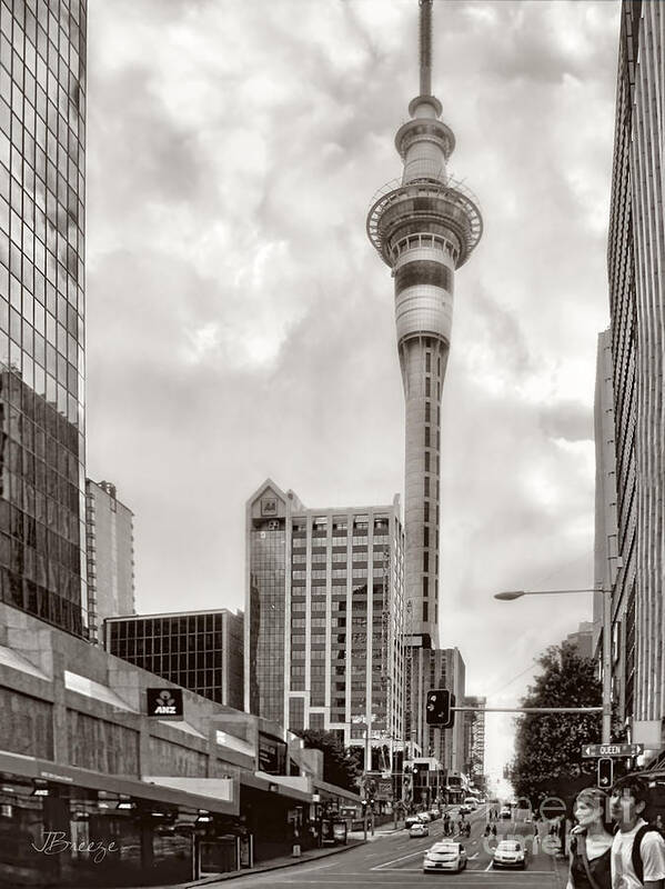 New Zealand Art Print featuring the photograph Sky Tower's Queen St Couple.NZ by Jennie Breeze