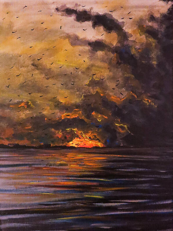 Sunset Art Print featuring the painting Smolder by Joel Tesch