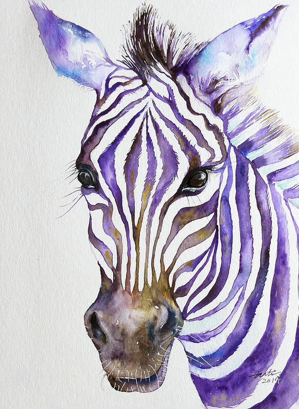 Animal Art Print featuring the painting Snazzy_ Purple Stripes by Arti Chauhan