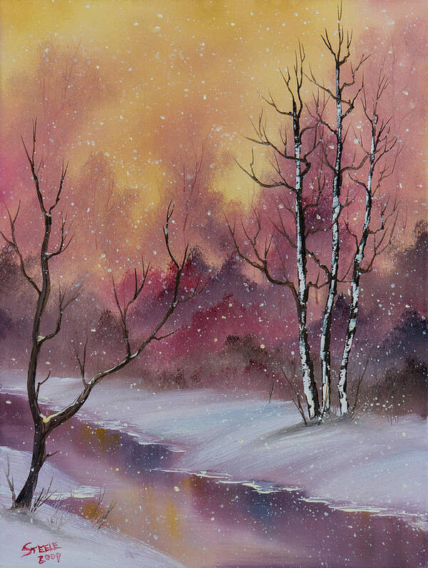 Landscape Art Print featuring the painting Winter Enchantment by Chris Steele