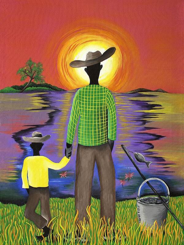 Gullah Art Art Print featuring the painting Son Raise by Patricia Sabreee