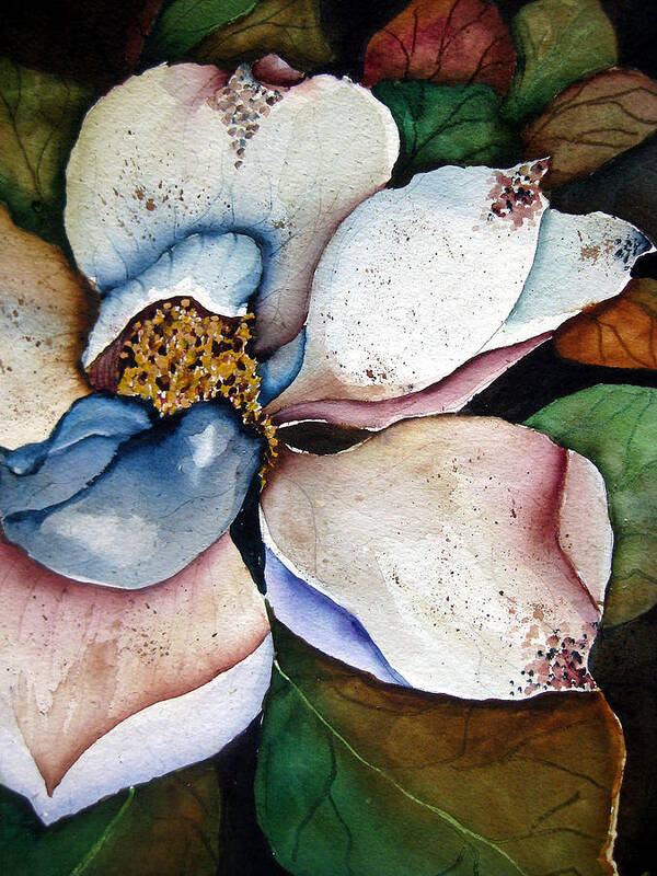 Magnolias Art Print featuring the painting White Glory by Lil Taylor