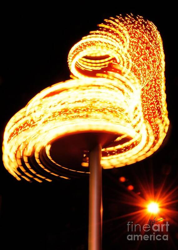 Spinning Art Print featuring the photograph Spinning Silver Slipper - Fremont Street - Las Vegas by Mark Valentine