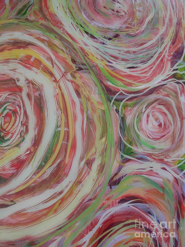 Abstract Art Print featuring the painting Spiral Bouquet by Anna Skaradzinska