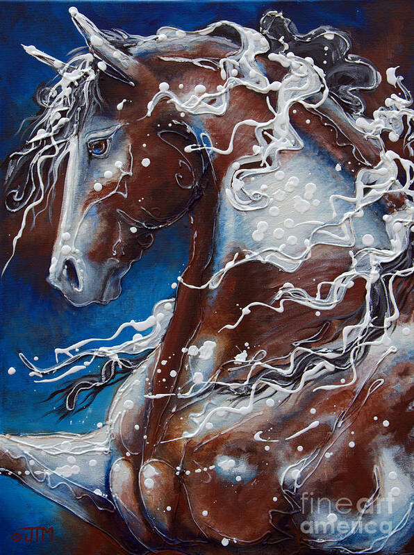 Horse Art Print featuring the painting Splish Splashed my Paint by Jonelle T McCoy