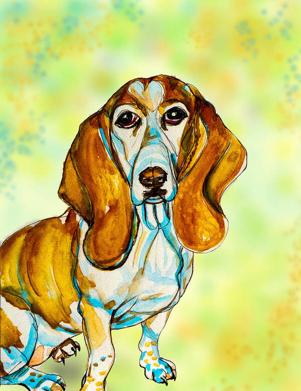 Spring Art Print featuring the painting Spring Basset Hound by Kelly Smith