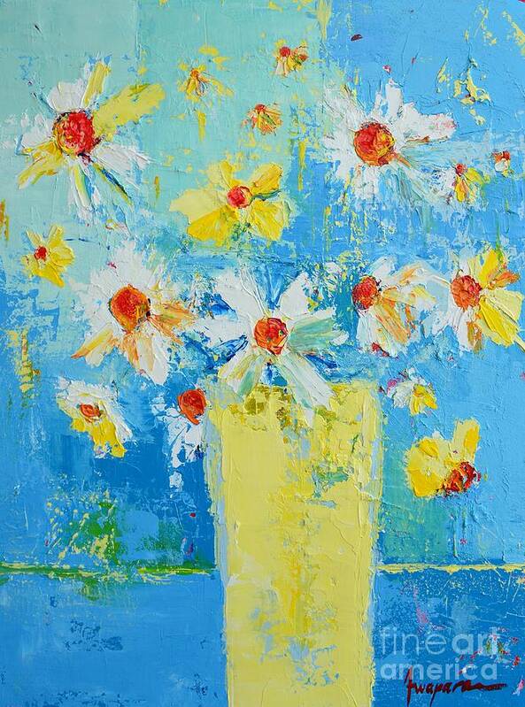Floral Still Life Art Print featuring the painting Spring Flowers Daisies by Patricia Awapara