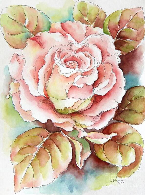 Floral Watercolor Art Print featuring the painting Spring Rose by Inese Poga
