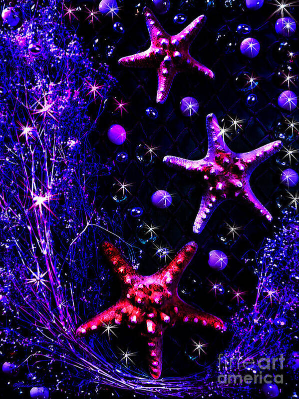 Starfish Galaxy Art Print featuring the digital art Starfish Galaxy by Pat Davidson