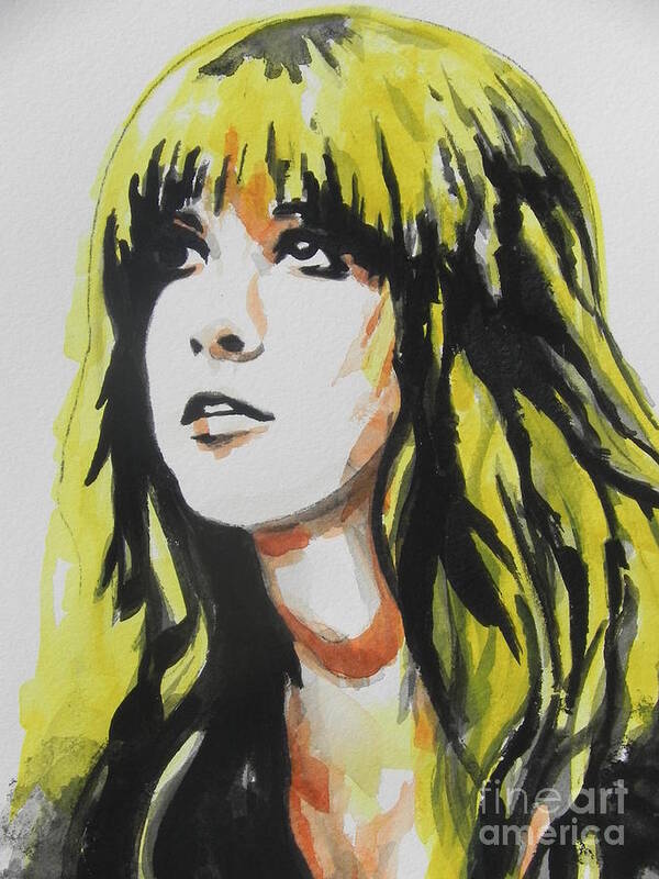 Watercolor Painting Art Print featuring the painting Stevie Nicks 01 by Chrisann Ellis